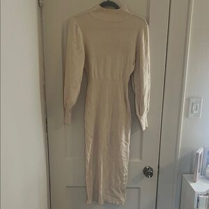 Elegant Cream Long Sleeve Dress